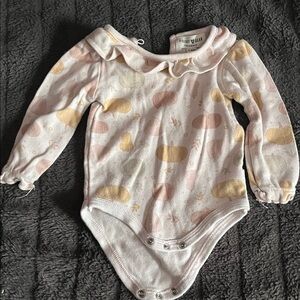 Elegant Baby Pink and Yellow Patterned Bodysuit